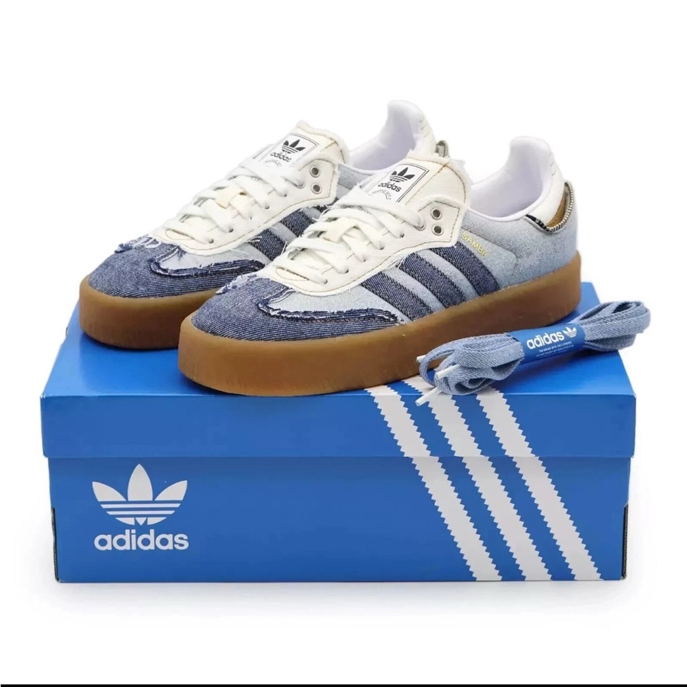 Adidas Women’s Blue and White Sneakers Adidas Sambae Denim Women's II0001 size 6
